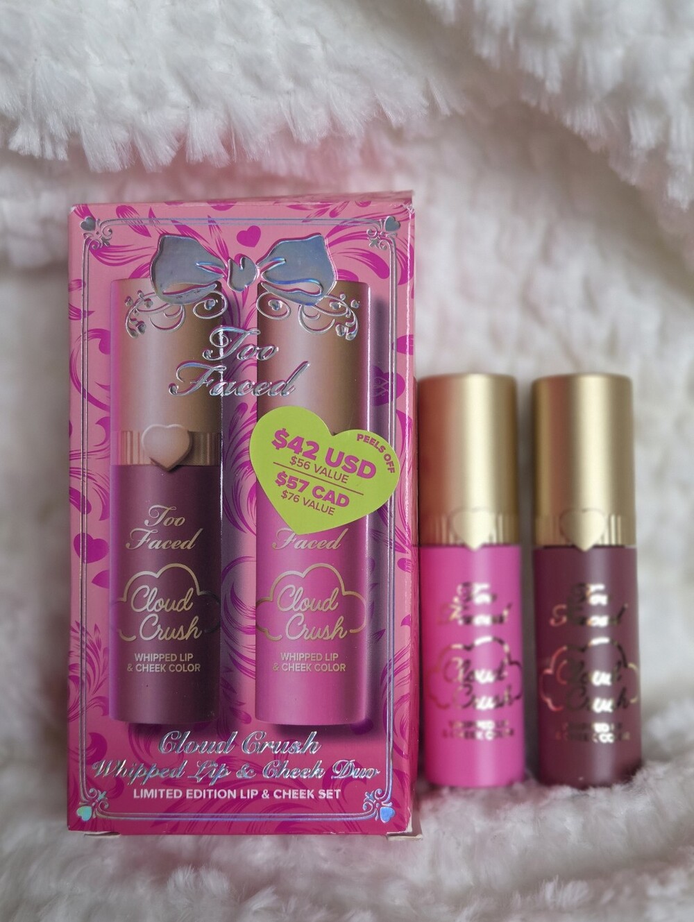 New Too Faced Cloud Crush Whipped Lip & Cheek Duo Makeup Gift Set